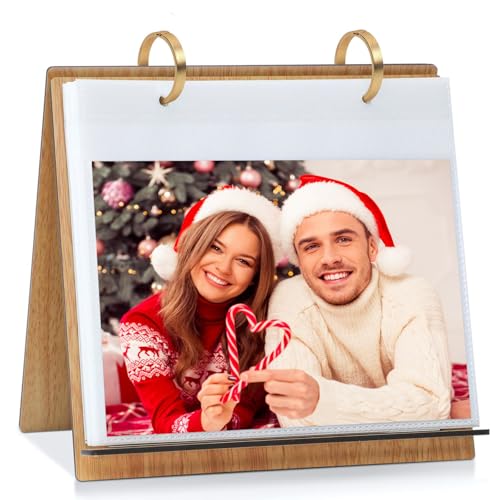 Aosemili 5x7 Pictures Desktop Photo Album Standing Up Flip 5x7 Landscap Photo Album on Stand Horizontal Family Photos Collection for Tabletop Display Christmas Wedding Gifts - Image 1