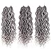 Ali Bling 6 Packs Goddess Locs Crochet Hair 14 Inch Gray Wavy Curly Faux Locs Crochet Braids Synthetic Hair Extensions Dreadlocks Crochet Braiding Hair Goddess Brainds (14" (6 Packs), #51) - Image 2