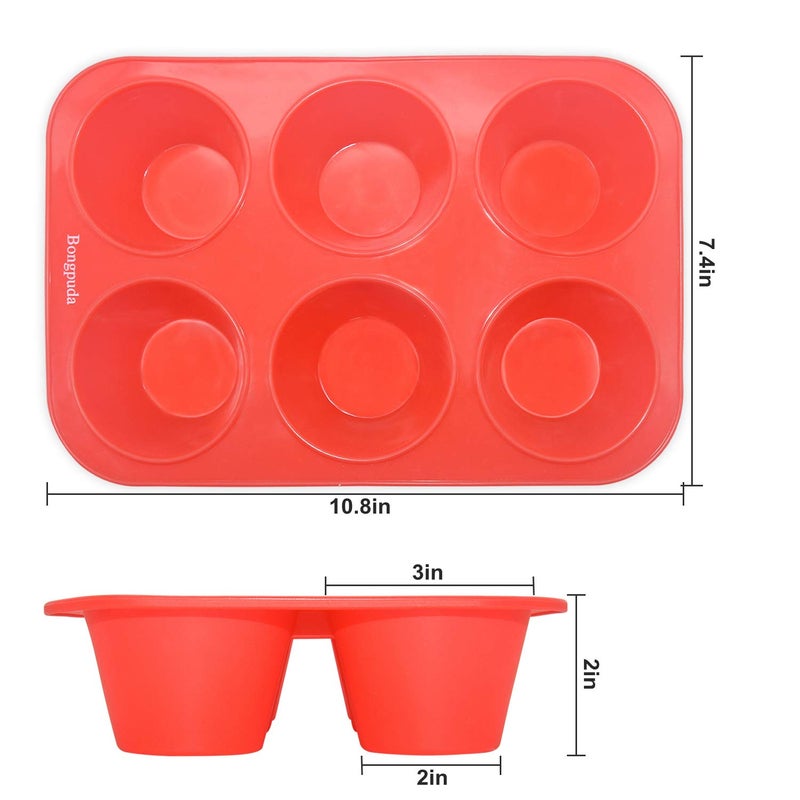 Bongpuda Silicone Large Muffin Pan 2 Pack,6 Cup Large Silicone Cupcake Pan,Non-Stick Jumbo Muffin Pans,Food Grade Cupcake Molds,Perfect for Egg Muffin,Big Cupcake - Image 5