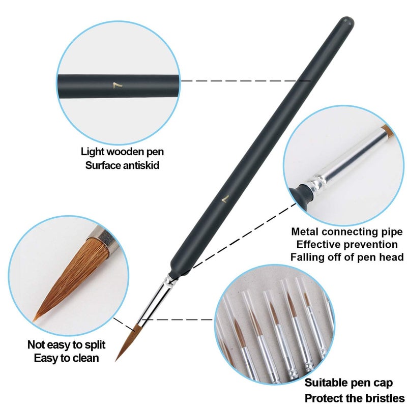 HETNIT 11-Piece Fine Detail Paint Brush Set - Miniature Painting Brushes for Acrylic, Watercolor, Models, Miniatures, and Nail Art - Small Thin Micro Detail Brush Kit for Artists & Hobbyists - Image 4