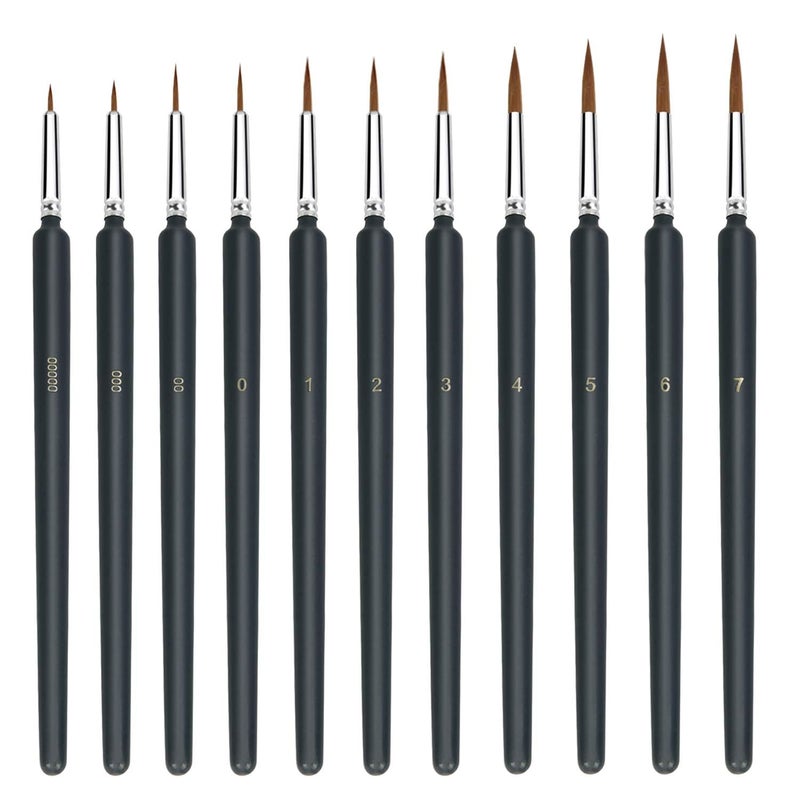 HETNIT 11-Piece Fine Detail Paint Brush Set - Miniature Painting Brushes for Acrylic, Watercolor, Models, Miniatures, and Nail Art - Small Thin Micro Detail Brush Kit for Artists & Hobbyists - Image 1