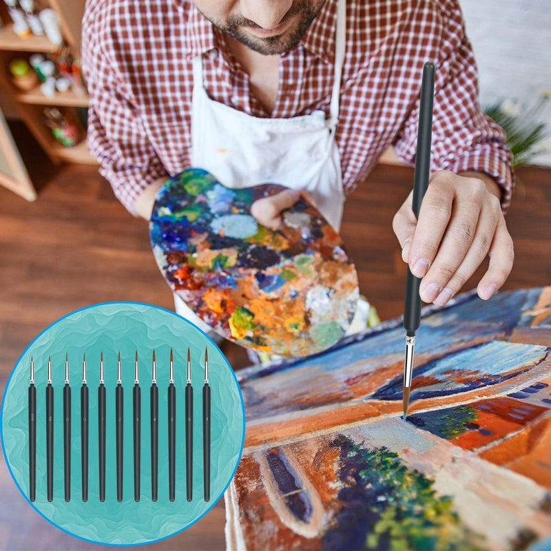 HETNIT 11-Piece Fine Detail Paint Brush Set - Miniature Painting Brushes for Acrylic, Watercolor, Models, Miniatures, and Nail Art - Small Thin Micro Detail Brush Kit for Artists & Hobbyists - Image 2