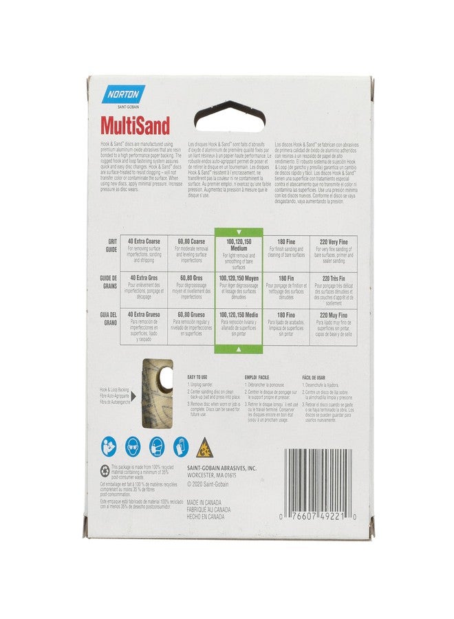 Norton 5" Norton 49221 MultiSand Hook & Loop 8-Hole Sanding Disc, P120-Grit, 25-Pack - Image 5