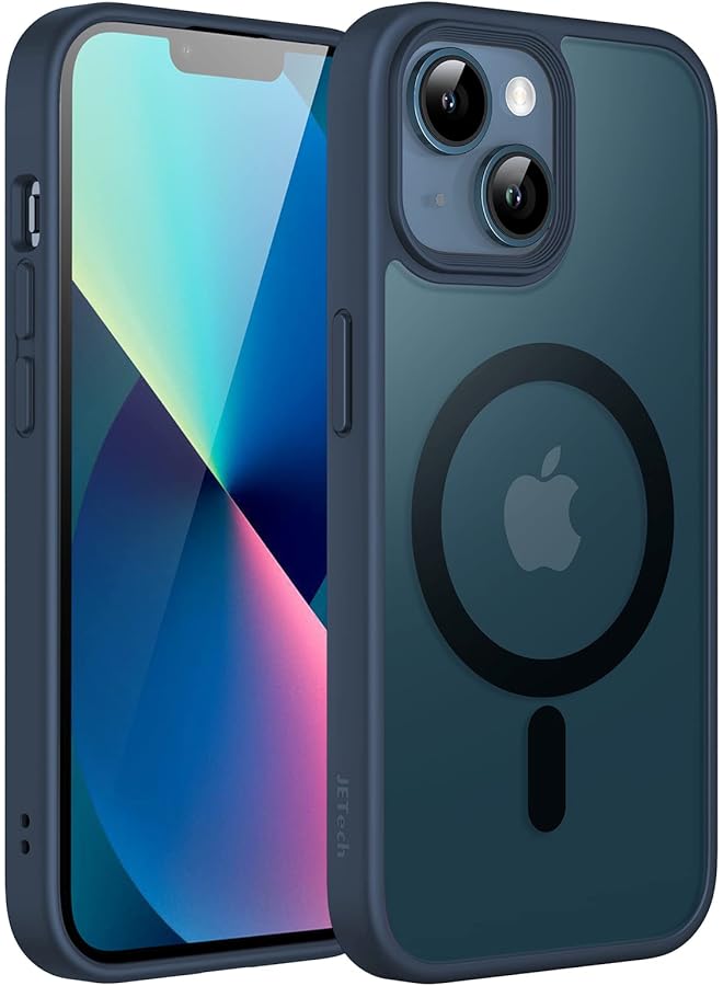 جي تيك جراب مغناطيسي لهاتف iPhone 13 مقاس 6.1 بوصة متوافق مع Magsafe، غطاء خلفي شفاف غير لامع رفيع مقاوم للصدمات، أزرق عاصف - Image 1