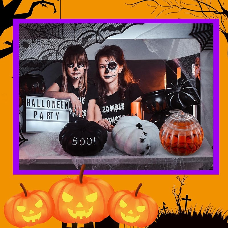 Uiifan 2 Pack 2 Gallon Glass Pumpkin Drink Dispenser for Fall Thanksgiving Party Supplies, Beverage Dispenser with Spigot, Trick or Treat Pumpkin Punch Bowl for Autumn Halloween Kitchen Decor (Clear) - Image 4