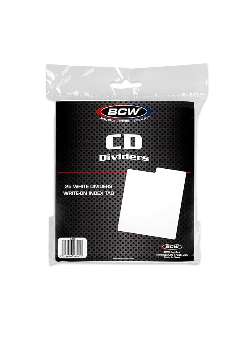 BCW BCW Compact Disc Dividers  HighDensity Polyethylene Plastic with WriteOn Index Tabs  Ideal for Organizing and Sorting CD Collections  Archival Quality Durable Precision Cut Pack of 25  - Image 1