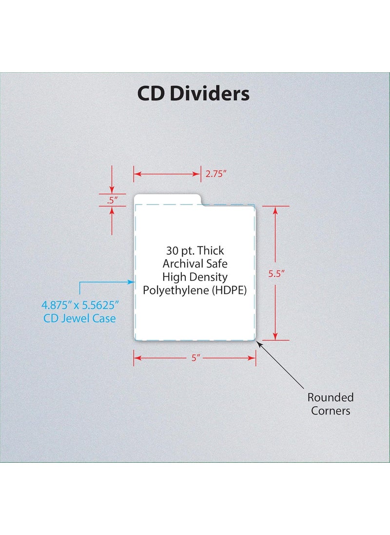 BCW BCW Compact Disc Dividers  HighDensity Polyethylene Plastic with WriteOn Index Tabs  Ideal for Organizing and Sorting CD Collections  Archival Quality Durable Precision Cut Pack of 25  - Image 3