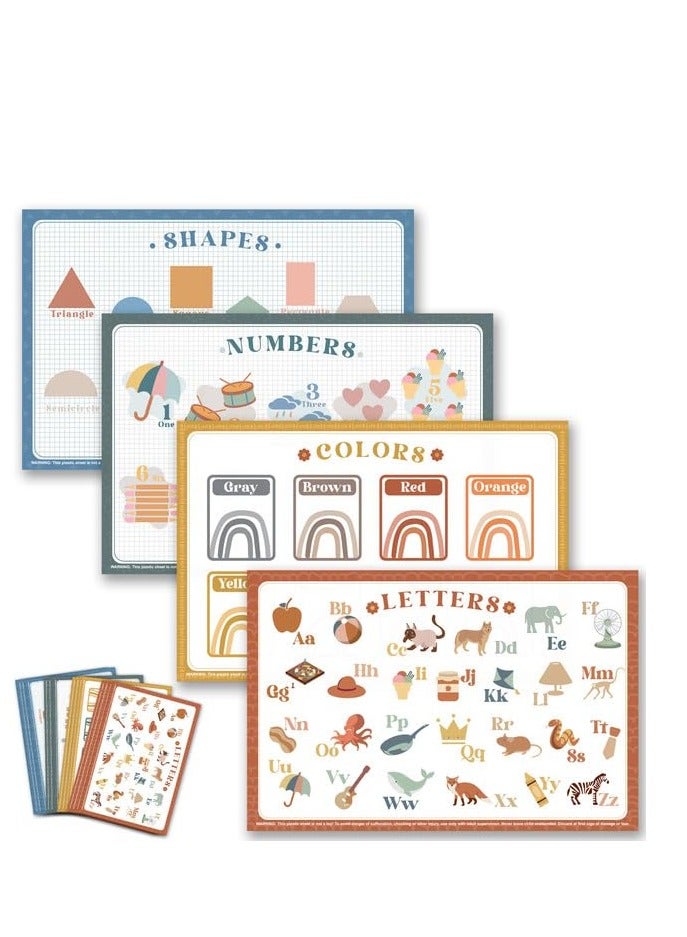 Babebay Disposable Placemats for Baby, 60 Pack Sticky Toddler Placemat for Restaurants, Dining Table, Party, Travel, 12" x 18" with 4 Designs - Image 1