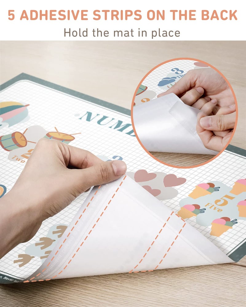 Babebay Disposable Placemats for Baby, 60 Pack Sticky Toddler Placemat for Restaurants, Dining Table, Party, Travel, 12" x 18" with 4 Designs - Image 3