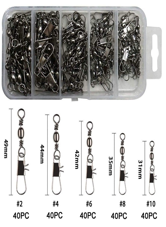 GREATFISHING 200pc Barrel Swivel with Safety Snap Interlock Snaps 100% Stainless Steel - Image 2