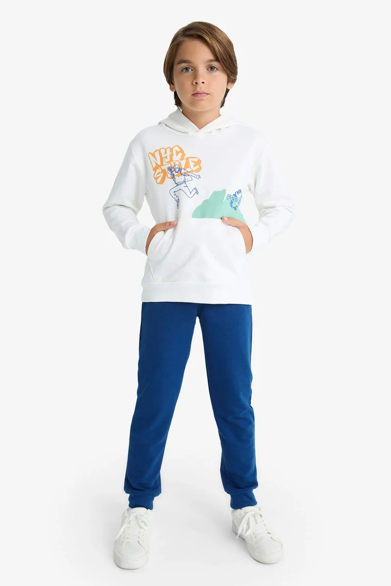 ديفاكتو Boy Printed Hoodie Sweatpants 2 Piece Set