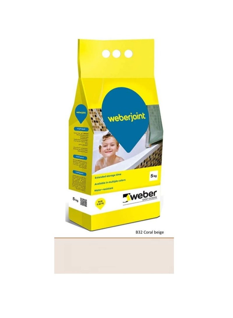 Weber Cement Based Pre Mixed Tile Joint Grout Multi Colors CORAL BEIGE - Image 1