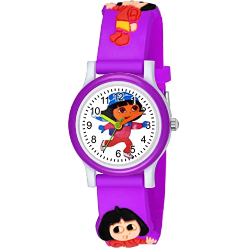 SWADESI STUFF Rubber White Dial Dora Love Watch Series Analogue Girl Kids Watch (Purple), Multi-Color Band - Image 1
