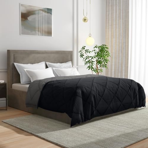 Wakefit Comforter Set Single Bed | 220 GSM | Comforter, Comforter Single, Quilt for Single Bed King Size, Blankets, Quilt Blanket, Comforter King Size Bed, Reversible Cotton (Charcoal Grey) - Image 4