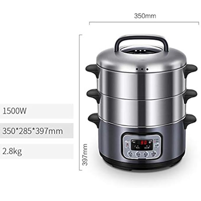 جهاز بخار كهربائي متعدد الوظائف مصنوع من الفولاذ المقاوم للصدأ بثلاث طبقات وسعة كبيرة، مناسب للاستخدام المنزلي، لطهي الخضراوات الصغيرة على البخار - Image 4