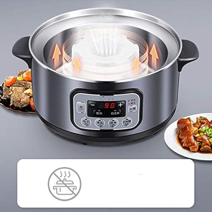 جهاز بخار كهربائي متعدد الوظائف مصنوع من الفولاذ المقاوم للصدأ بثلاث طبقات وسعة كبيرة، مناسب للاستخدام المنزلي، لطهي الخضراوات الصغيرة على البخار - Image 5