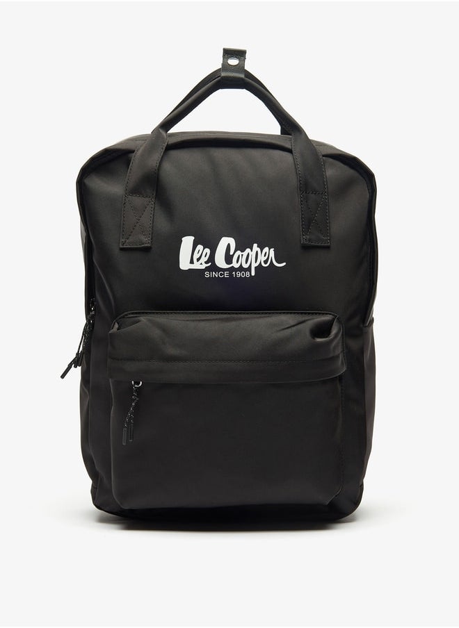 Lee Cooper Women Logo Print Backpack with Adjustable Straps and Handles - 29x14x38 cm  - Image 1