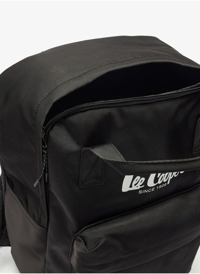 Lee Cooper Women Logo Print Backpack with Adjustable Straps and Handles - 29x14x38 cm  - Image 4