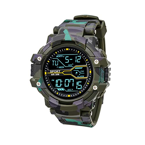 ASGARD Multi Functional Sports Digital Dial Men's Silicone Watch (Camo Green) - Image 1