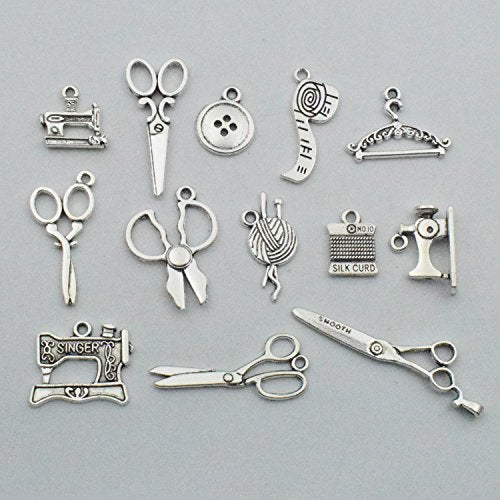 iloveDIYbeads Sewing Charms Collection-100g About (60-65pcs) Antique Silver Craft Supplies Sewing Charms Pendants for Crafting, Jewelry Findings Making Accessory for DIY Necklace Bracelet (M003) - Image 2