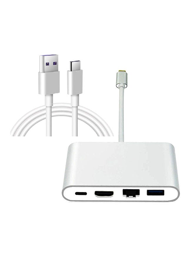 NIBEMINENT 3 In1 Type C To HDMI And RJ47 Silver