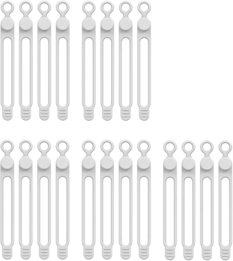 مشابك كابلات 40 قطعة أربطة سيليكون لتنظيم الأسلاك أحزمة تثبيت لسماعات الأذن وشاحن الهاتف 106 مم أبيض - Image 1