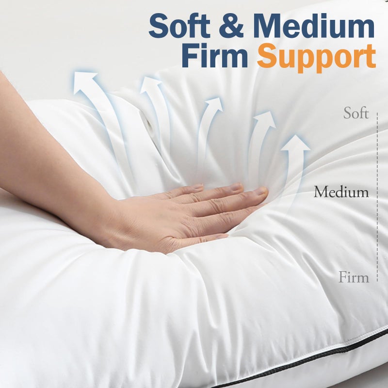 BPC Luxury Goose Feather Down Pillows Queen Size Set of 2, Hotel Bed Pillows for Sleeping, 100% Organic Cotton Cover, Soft Support Down Alternative Surround Fill for Side, Back and Stomach Sleepers - Image 3