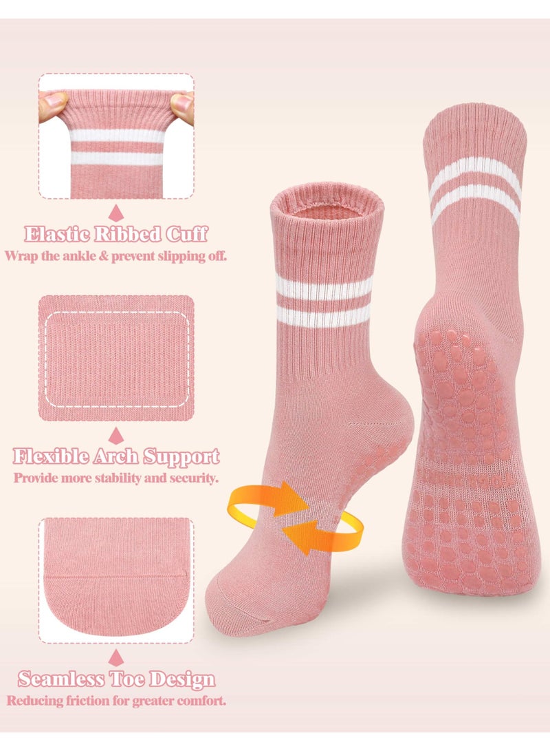 3 Pairs Sticky Grip Pilates Yoga Socks for Women – Non-Slip Reformer, Barre, Ballet Dance Workout with Anti-Skid Soles – Extra Traction - Image 4