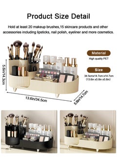 URbazaar Makeup Organizer, Upgraded 2-in-1 360 Rotating Makeup Brush Holder, Large Adjustable Cosmetic Storage for Vanity,Makeup Organizer Drawers for Skincare Cosmetic(White)  - Image 2