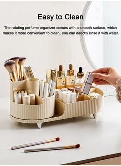 URbazaar Makeup Organizer, Upgraded 2-in-1 360 Rotating Makeup Brush Holder, Large Adjustable Cosmetic Storage for Vanity,Makeup Organizer Drawers for Skincare Cosmetic(White)  - Image 5
