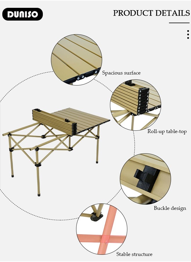 DUNISO - 7PCS Folding Table and Chairs Set, Portable Picnic Long Table with 6 Seats ,Camping Table with Easy Carrying Bag, Lightweight Folding Egg Roll Table and Chair Set for Outdoor Camping Picnic BBQ, Party and Dining - Image 1