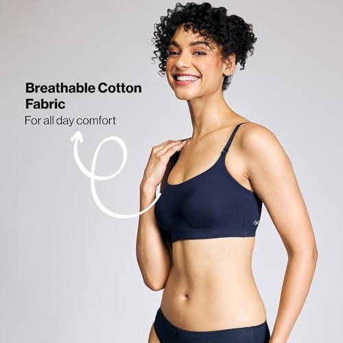 NYKD (NYB165 Cotton Non Padded & Non Wired Full Coverage Slip On T-Shirt Bra for Women | Easy Breezy Soft Fabric with Hidden Shaper Sling for No Side Bulge & Detachable Strap - Navy - Image 4