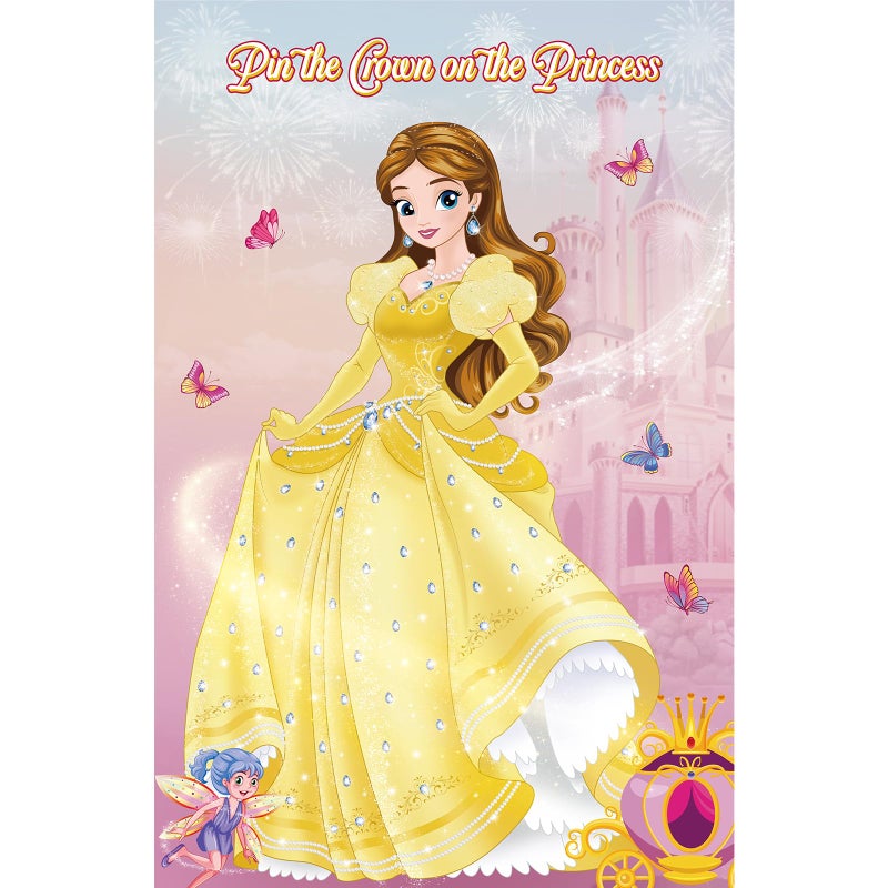 Abilat Pin The Crown on The Princess Party Games for Girls Kids Birthday Decorations Princesses Tea Party Supplies Large Princess Game Poster with 40 Crown Stickers - Image 3
