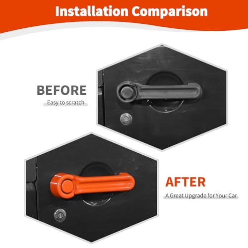 JOSHELA for Jeep JK Door Handle Cover Trim Orange for Jeep Wrangler JK 2DR 2007-2017 Orange Exterior Accessories 3pcs - Image 2
