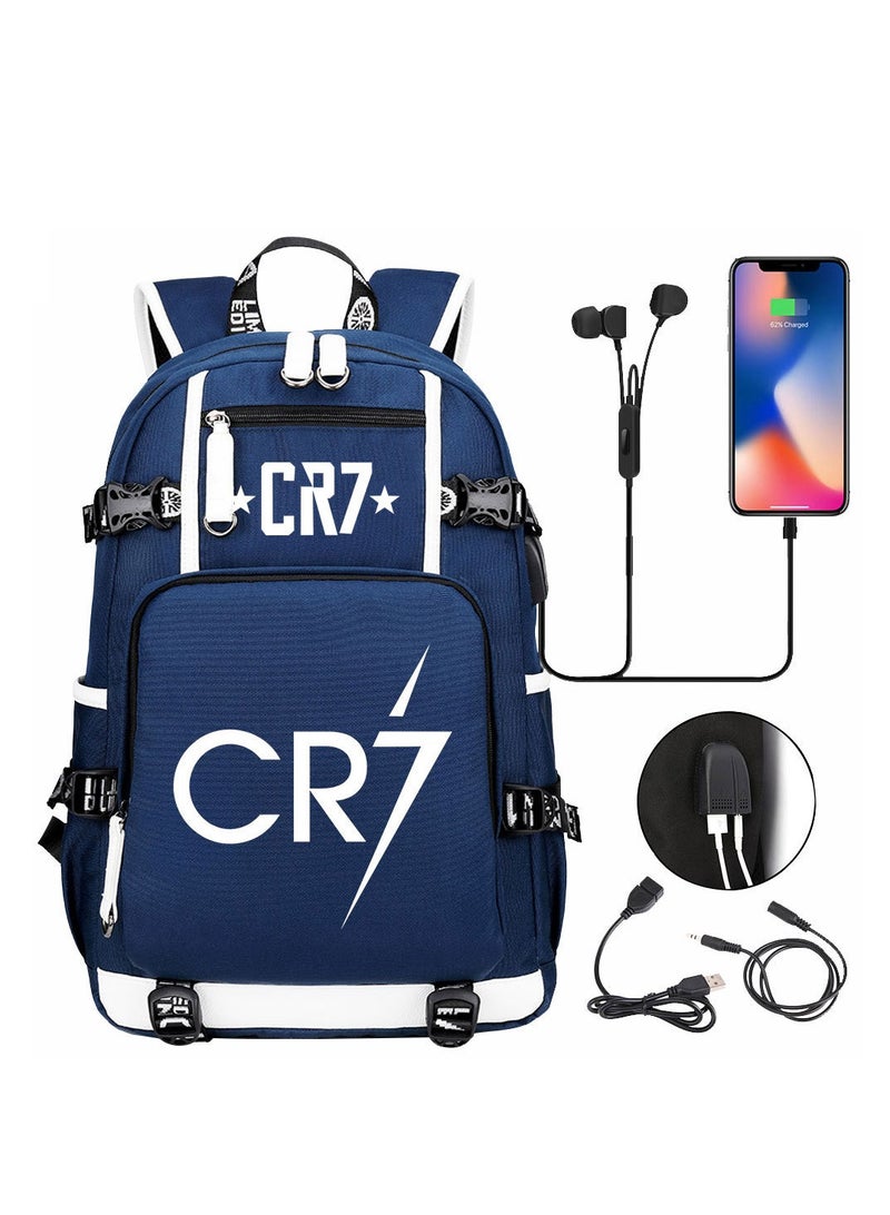 CR7 USB Printed Earphones For Youth Leisure Travel Backpack