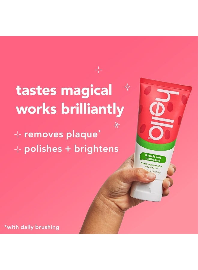 hello Fresh Watermelon Fluoride Free Kids Toothpaste 42 Oz Tube - Image 3
