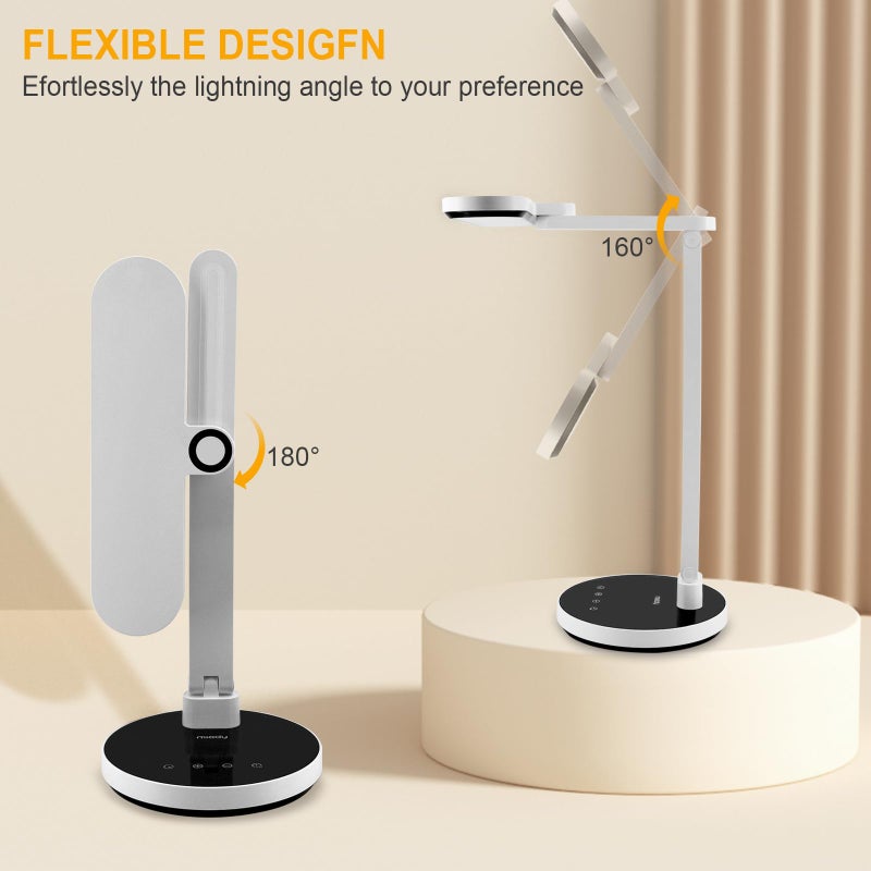 Miady LED Desk Lamp Stepless Dimming for Office Home, 15/30/45 Minutes Auto-Off Timer, 6 Lighting Brightness Levels with Adjustable Arm, Eye-Caring Reading Light for Table Bedroom Study - Image 5