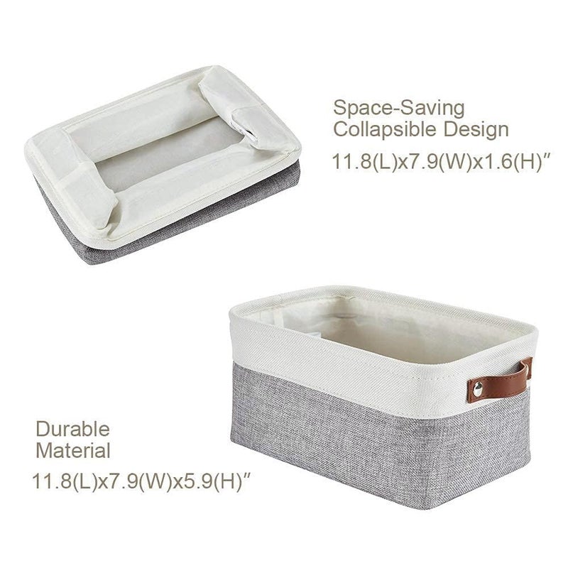 DECOMOMO Small Storage Basket, Closet Storage Bins, Baskets for Organizing Shelves (Grey & White, Small - 6 Pack) - Image 4