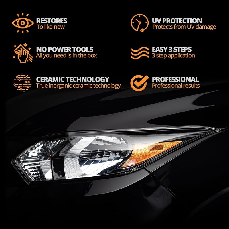 CERAKOTE ® Ceramic Headlight Restoration Kit – Guaranteed To Last As Long As You Own Your Vehicle – Brings Headlights back to Like New Condition - 3 Easy Steps - No Power Tools Required - Image 3