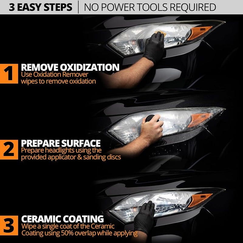 CERAKOTE ® Ceramic Headlight Restoration Kit – Guaranteed To Last As Long As You Own Your Vehicle – Brings Headlights back to Like New Condition - 3 Easy Steps - No Power Tools Required - Image 4