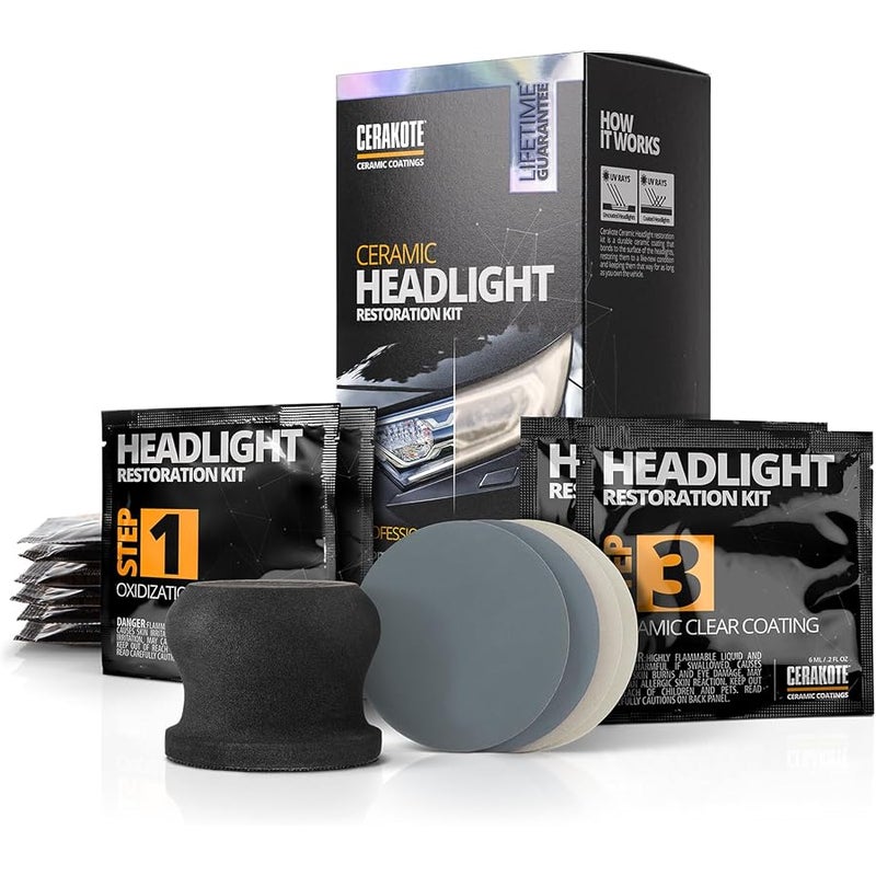 CERAKOTE ® Ceramic Headlight Restoration Kit – Guaranteed To Last As Long As You Own Your Vehicle – Brings Headlights back to Like New Condition - 3 Easy Steps - No Power Tools Required - Image 2