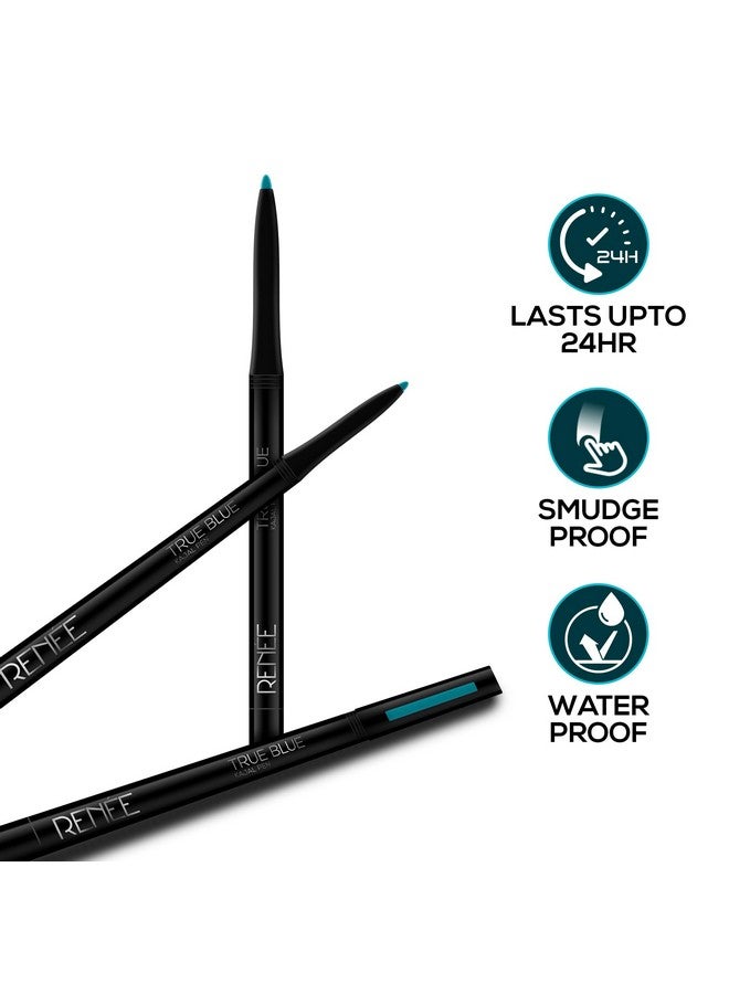 Renee Kajal Pen With Sharpener - True Blue 0.35Gm 24 Hrs Stay Long Lasting Kohl Pencil, Matte Finish, Rich Color Payoff, Smudge & Water Proof With One Swipe Application Formula - Image 5
