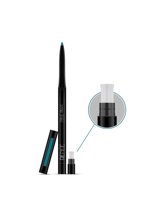 Renee Kajal Pen With Sharpener - True Blue 0.35Gm 24 Hrs Stay Long Lasting Kohl Pencil, Matte Finish, Rich Color Payoff, Smudge & Water Proof With One Swipe Application Formula - Image 4