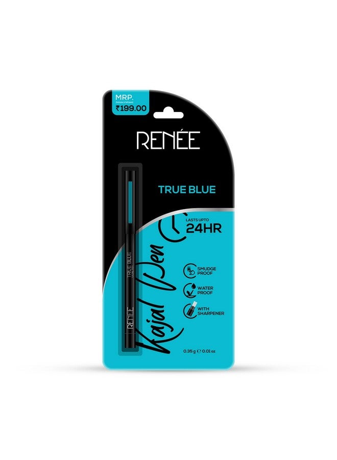 Renee Kajal Pen With Sharpener - True Blue 0.35Gm 24 Hrs Stay Long Lasting Kohl Pencil, Matte Finish, Rich Color Payoff, Smudge & Water Proof With One Swipe Application Formula - Image 1