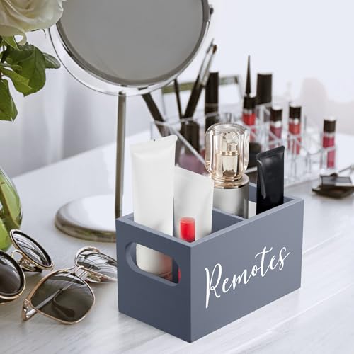 DRASTAR Remote Control Holder, Wood TV Remote Holder, Remote Storage Caddy, Remote Control Organizer (Gray, 2 Slots) - Image 5