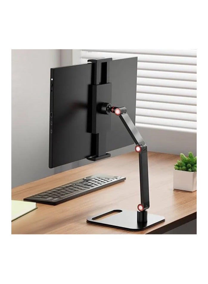 Portable Monitor/Tablet/iPad Clamp Holder Stand - 360° Degree Swivel Heavy-Duty Base - Fits 12-17.3 Inch Screens - Image 2