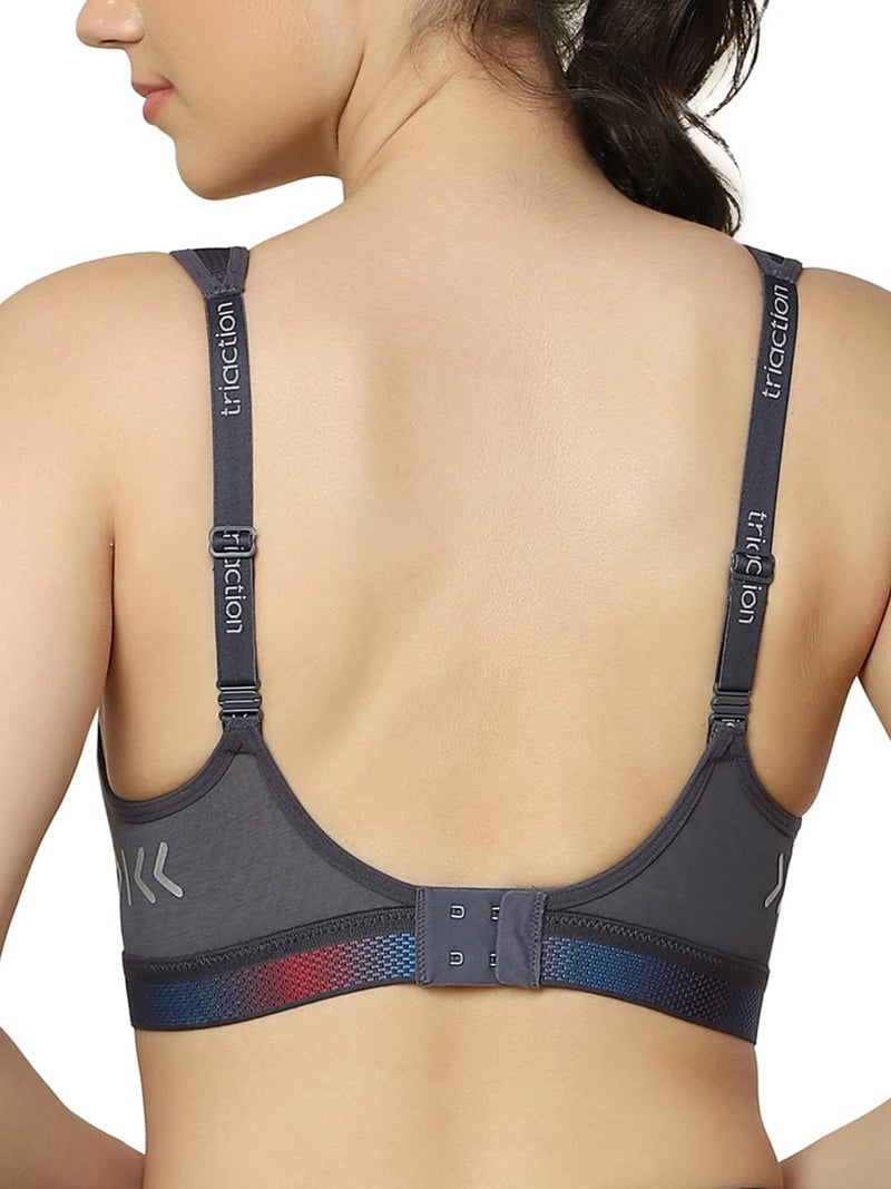 Triumph Triaction Cardio Cloud Bra for Women|Padded Non Wired Sports Bra|High Impact Wireless Full Coverage |Breathable Light Spacer Cup Workout Top|Crossable Cushioned Straps|Platinum|32D|Pack of 1 - Image 2