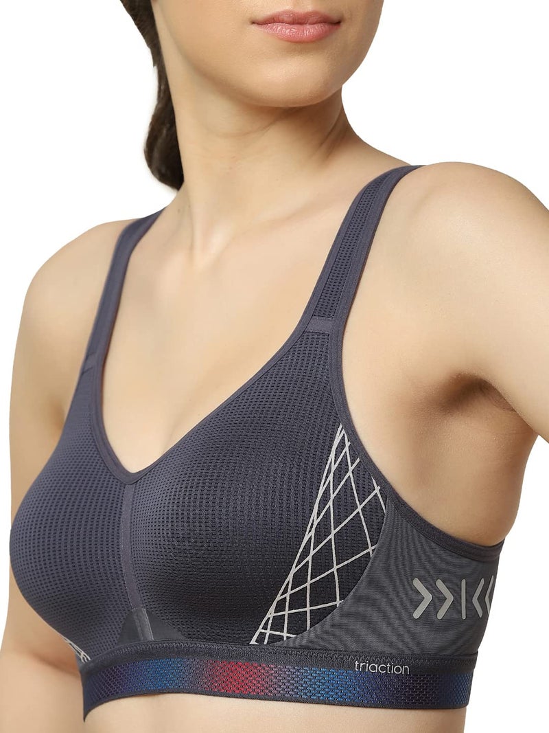 Triumph Triaction Cardio Cloud Bra for Women|Padded Non Wired Sports Bra|High Impact Wireless Full Coverage |Breathable Light Spacer Cup Workout Top|Crossable Cushioned Straps|Platinum|32D|Pack of 1 - Image 4