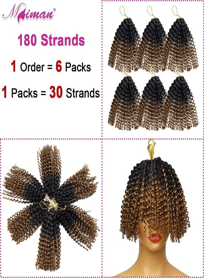 MIMAN 6 Packs 8 Inch Short Passion Twist Crochet Hair Braids Synthetic Kinky Curly Marlybob Jerry Curl Crochet Hair Extentions for Black Women DIY Afro Bun Braided Ponytail Hairstyle Black to Blonde - Image 3