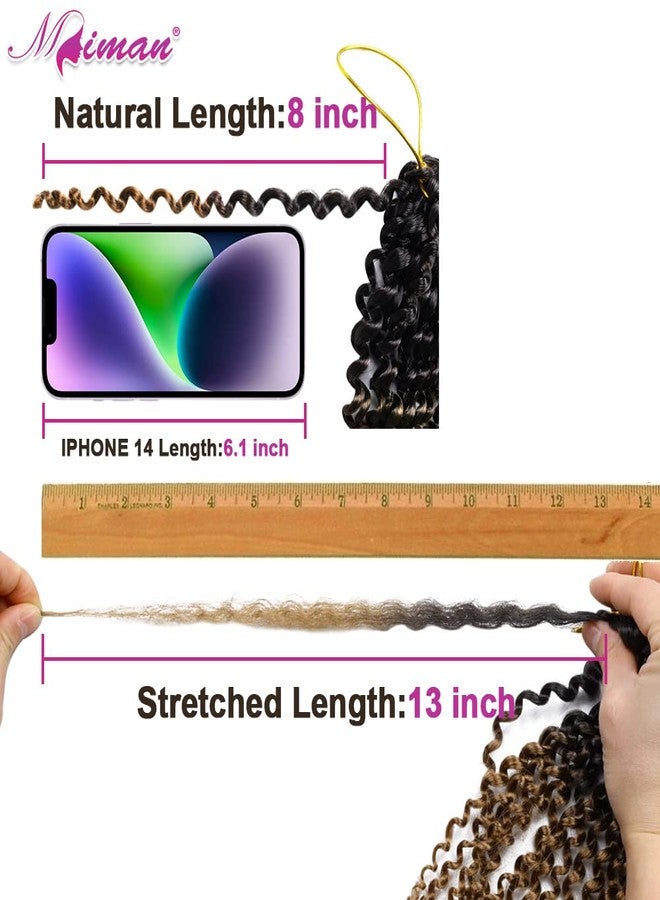 MIMAN 6 Packs 8 Inch Short Passion Twist Crochet Hair Braids Synthetic Kinky Curly Marlybob Jerry Curl Crochet Hair Extentions for Black Women DIY Afro Bun Braided Ponytail Hairstyle Black to Blonde - Image 4